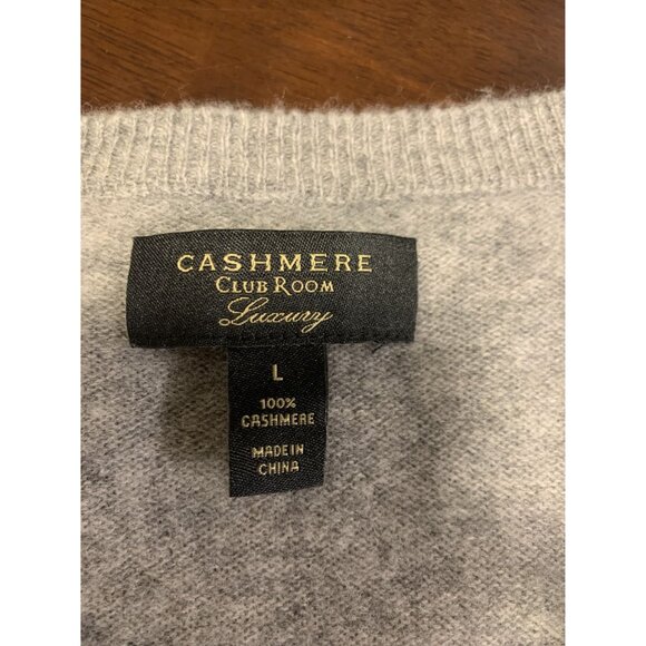 Club Room 100% Cashmere V Neck Pullover Sweater Size L Gray - Picture 4 of 7